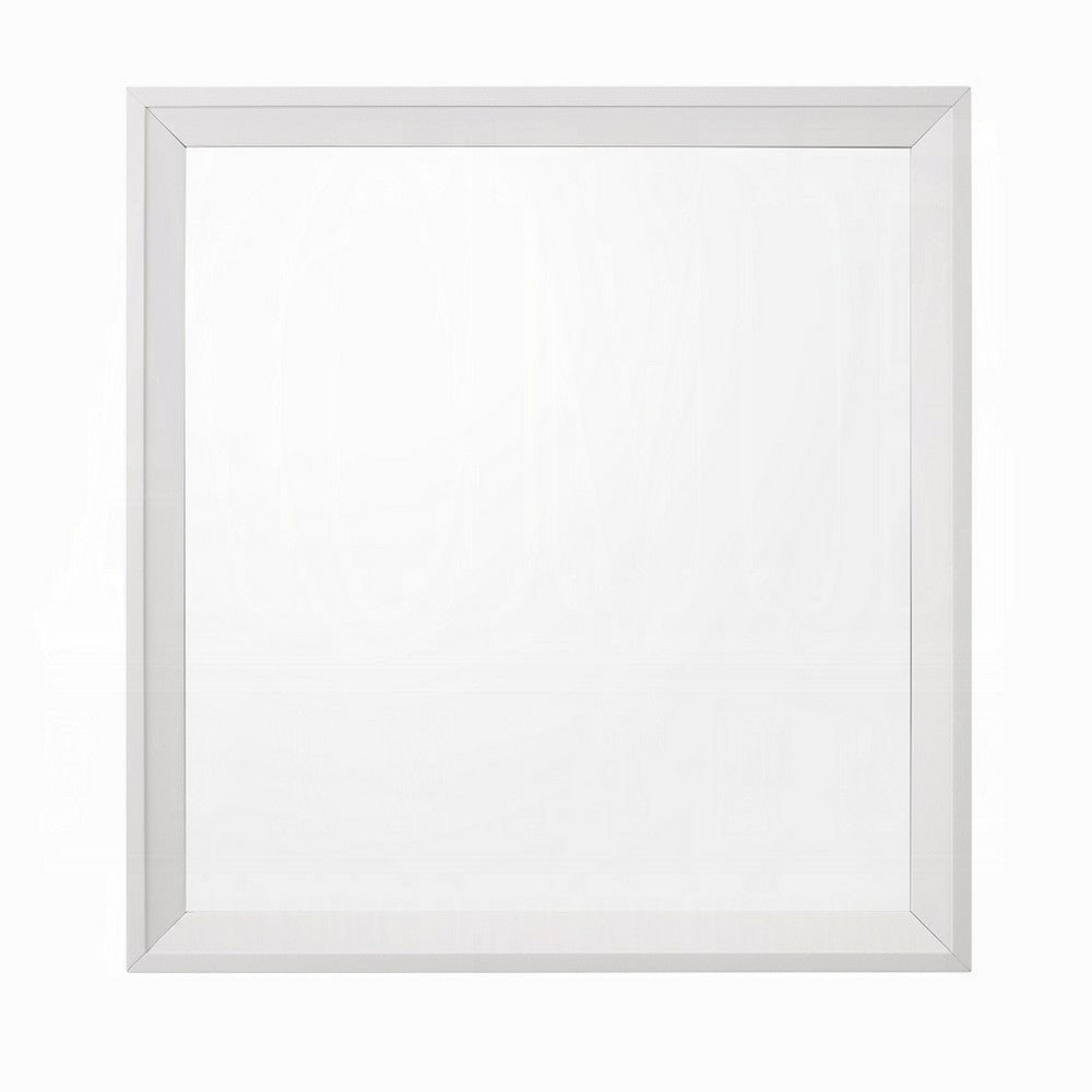 Siam Wall Mount Dresser Mirror, 34x36, Contemporary Style, White Wood -BM333867