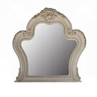 Ally Vanity Mirror, 46x46, Scrolled Carved Classic Details, White Wood -BM333868