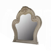 Ally Vanity Mirror, 46x46, Scrolled Carved Classic Details, White Wood -BM333868