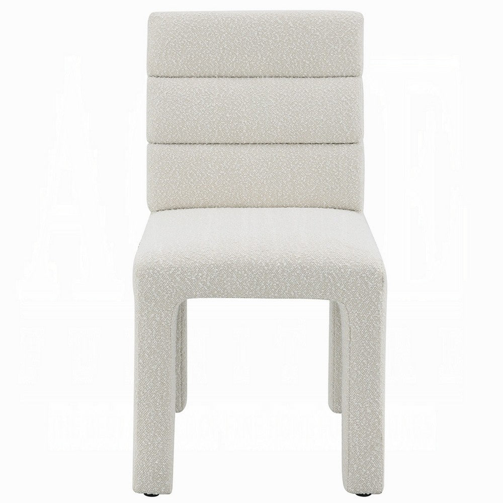 Side Dining Chair Set of 2, Plush White Boucle Seat, Tufted Backrest -BM333872