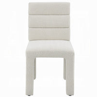 Side Dining Chair Set of 2, Plush White Boucle Seat, Tufted Backrest -BM333872