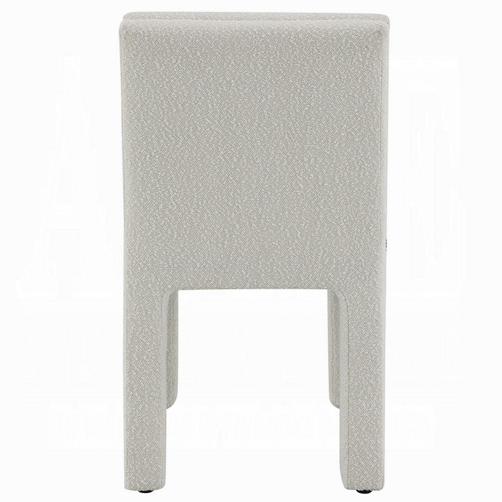 Side Dining Chair Set of 2, Plush White Boucle Seat, Tufted Backrest -BM333872
