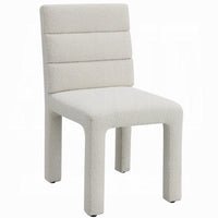 Side Dining Chair Set of 2, Plush White Boucle Seat, Tufted Backrest -BM333872