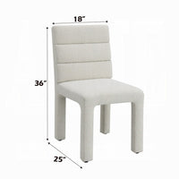 Side Dining Chair Set of 2, Plush White Boucle Seat, Tufted Backrest -BM333872