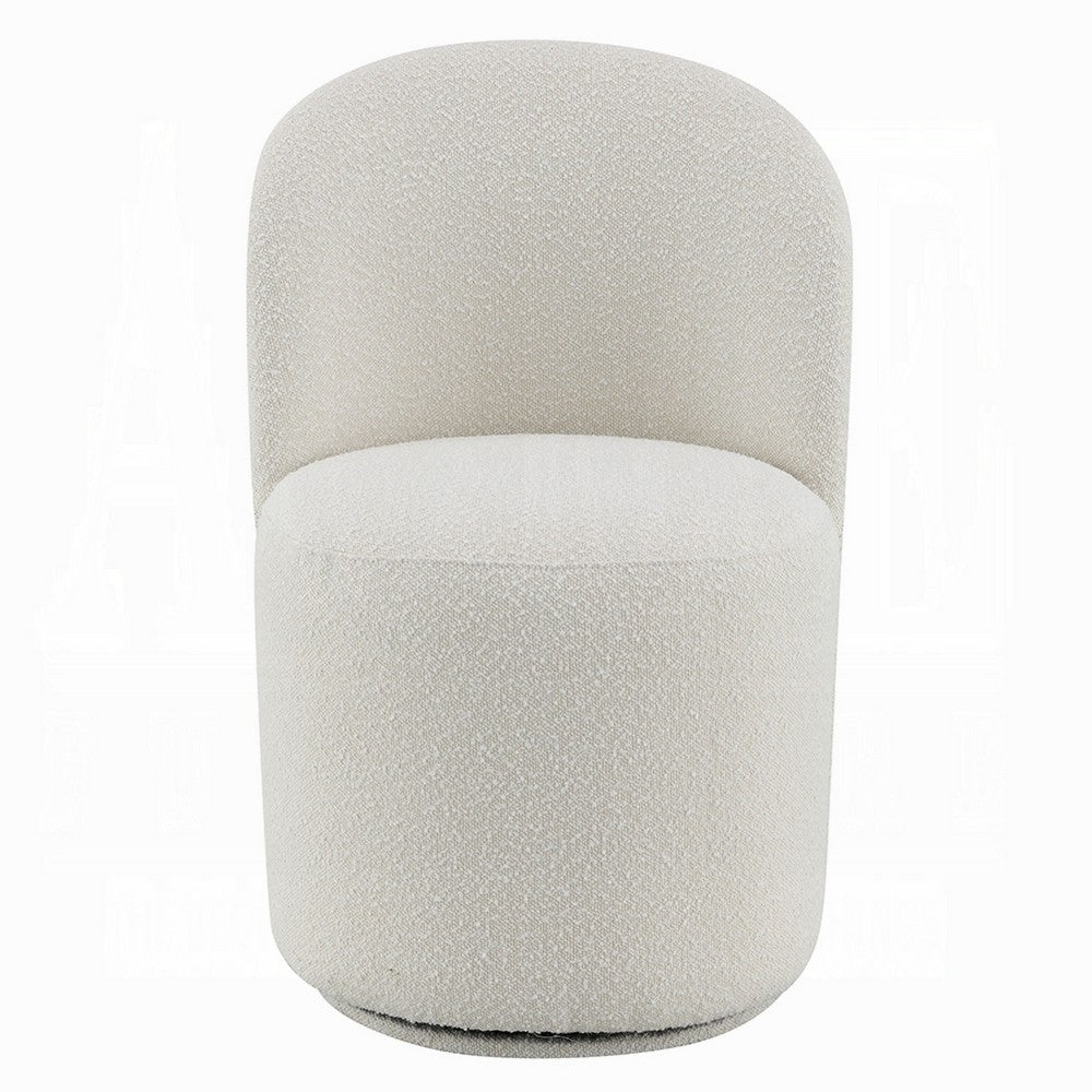 Accent Chair Set of 2, 360 Degree Swivel Rotation, Beige White Boucle -BM333875