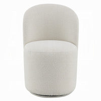 Accent Chair Set of 2, 360 Degree Swivel Rotation, Beige White Boucle -BM333875