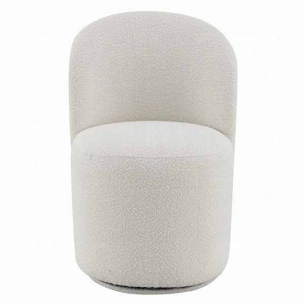 Accent Chair Set of 2, 360 Degree Swivel Rotation, Beige White Boucle -BM333875