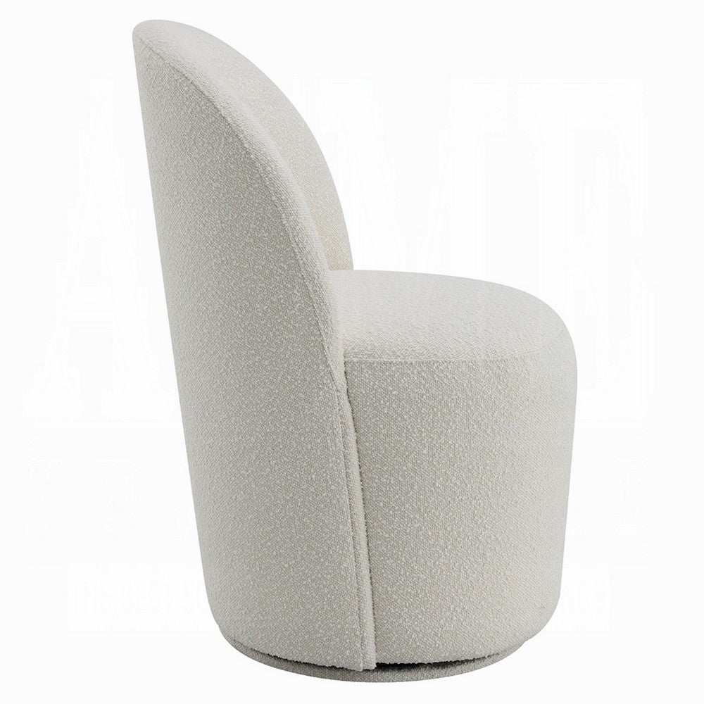 Accent Chair Set of 2, 360 Degree Swivel Rotation, Beige White Boucle -BM333875