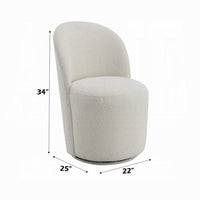 Accent Chair Set of 2, 360 Degree Swivel Rotation, Beige White Boucle -BM333875