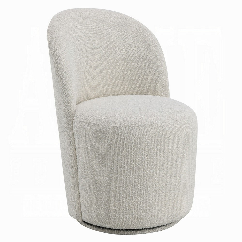 Accent Chair Set of 2, 360 Degree Swivel Rotation, Beige White Boucle -BM333875