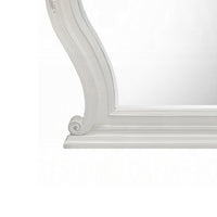 Maver Dresser Mirror, 46x48, Beveled Edges, White Ornate Carved Wood -BM333877