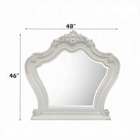 Maver Dresser Mirror, 46x48, Beveled Edges, White Ornate Carved Wood -BM333877