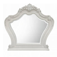 Maver Dresser Mirror, 46x48, Beveled Edges, White Ornate Carved Wood -BM333877