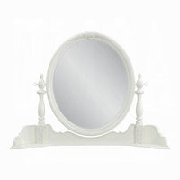 Dorie Vanity Dresser Mirror, 35x48, White Wood Floral, Beveled Edge -BM333878
