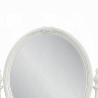 Dorie Vanity Dresser Mirror, 35x48, White Wood Floral, Beveled Edge -BM333878