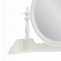 Dorie Vanity Dresser Mirror, 35x48, White Wood Floral, Beveled Edge -BM333878