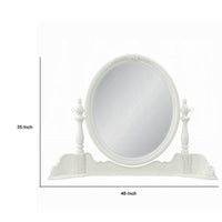 Dorie Vanity Dresser Mirror, 35x48, White Wood Floral, Beveled Edge -BM333878