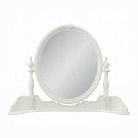 Dorie Vanity Dresser Mirror, 35x48, White Wood Floral, Beveled Edge -BM333878