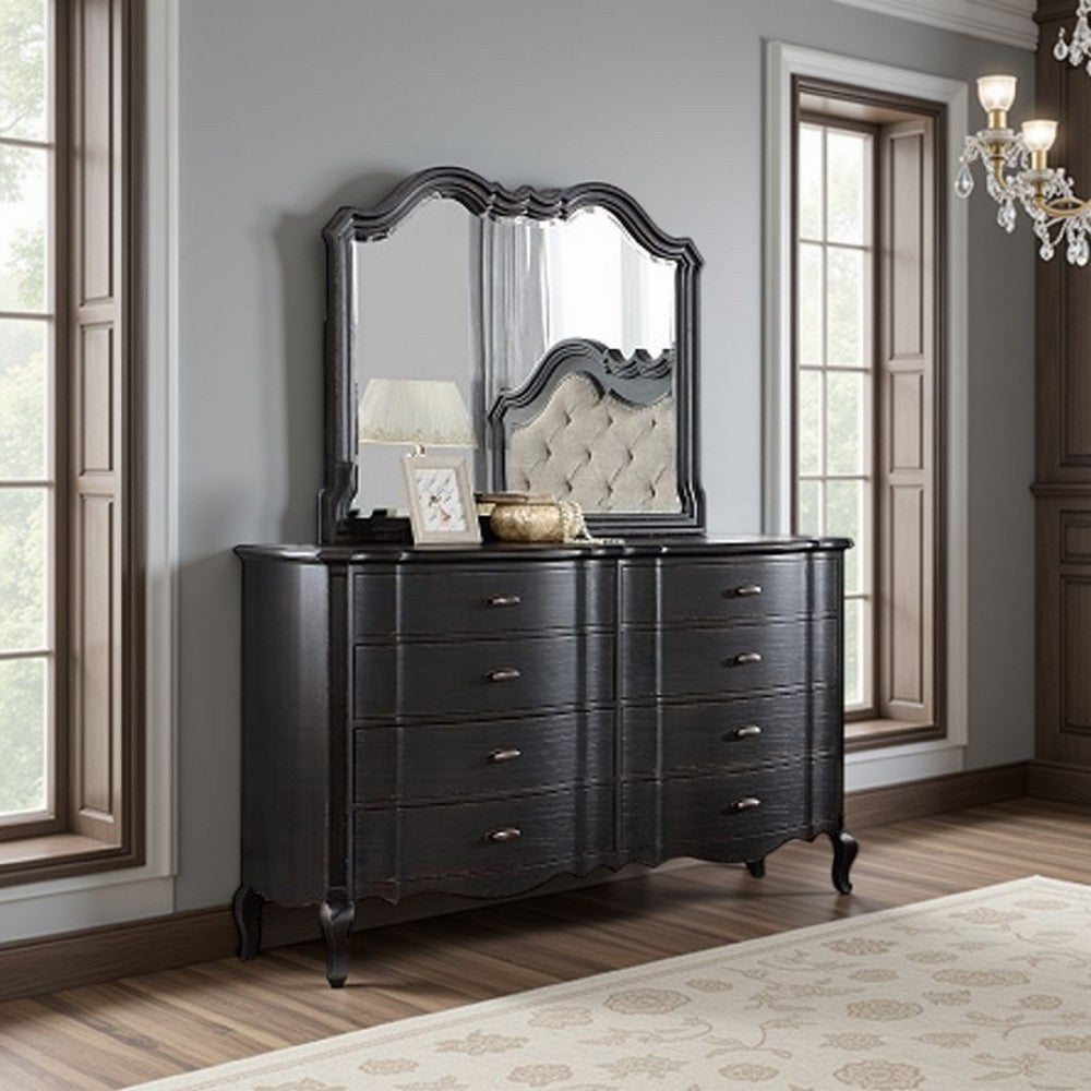 Chery Dresser Mirror, 39x46 Beveled Edges and Classic Black Wood Frame -BM333880