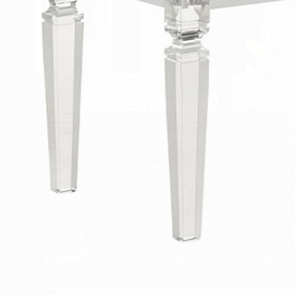 Rara Bench, Beige Padded Seat, 54 Inch Clear Tapered Acrylic Legs -BM333881