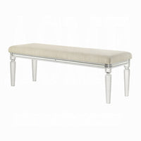 Rara Bench, Beige Padded Seat, 54 Inch Clear Tapered Acrylic Legs -BM333881