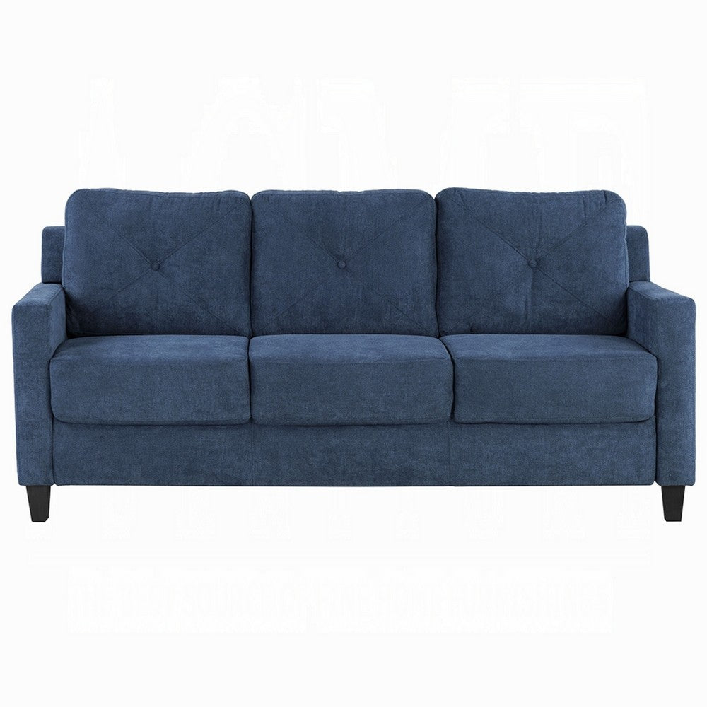 Royi Sofa, Track Armrest, 78 Inch, Blue Fabric Seat w Tufted Backrest -BM333882