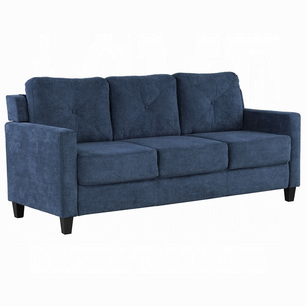 Royi Sofa, Track Armrest, 78 Inch, Blue Fabric Seat w Tufted Backrest -BM333882