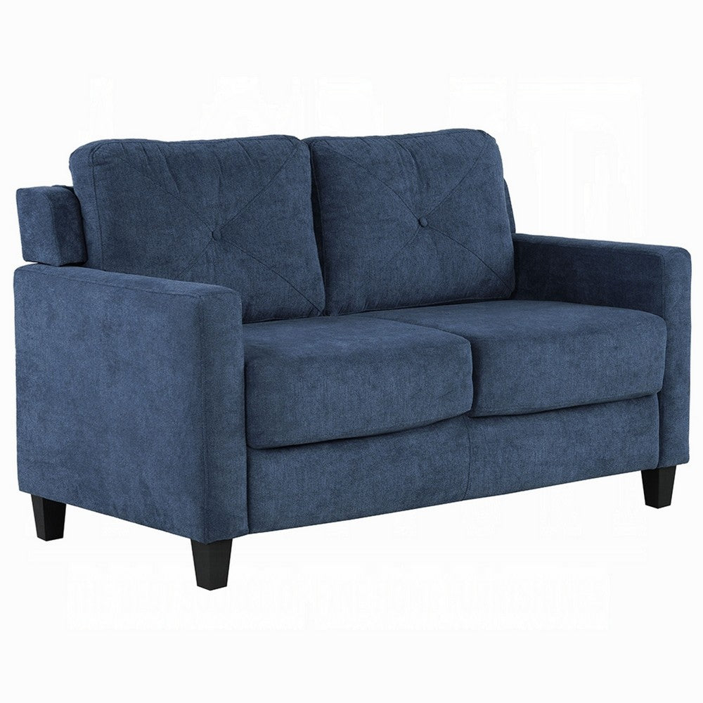 Royi Loveseat, Track Armrest, 58 Inch, Blue Fabric w Tufted Backrest -BM333883
