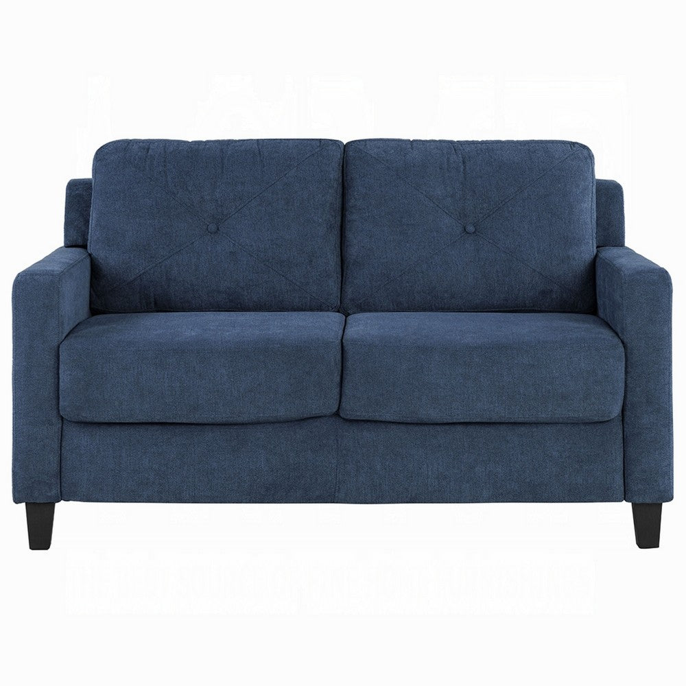 Royi Loveseat, Track Armrest, 58 Inch, Blue Fabric w Tufted Backrest -BM333883