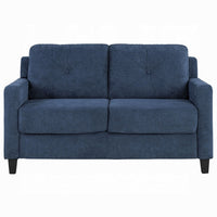 Royi Loveseat, Track Armrest, 58 Inch, Blue Fabric w Tufted Backrest -BM333883