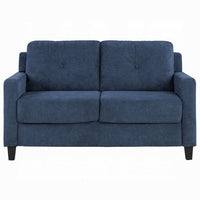 Royi Loveseat, Track Armrest, 58 Inch, Blue Fabric w Tufted Backrest -BM333883