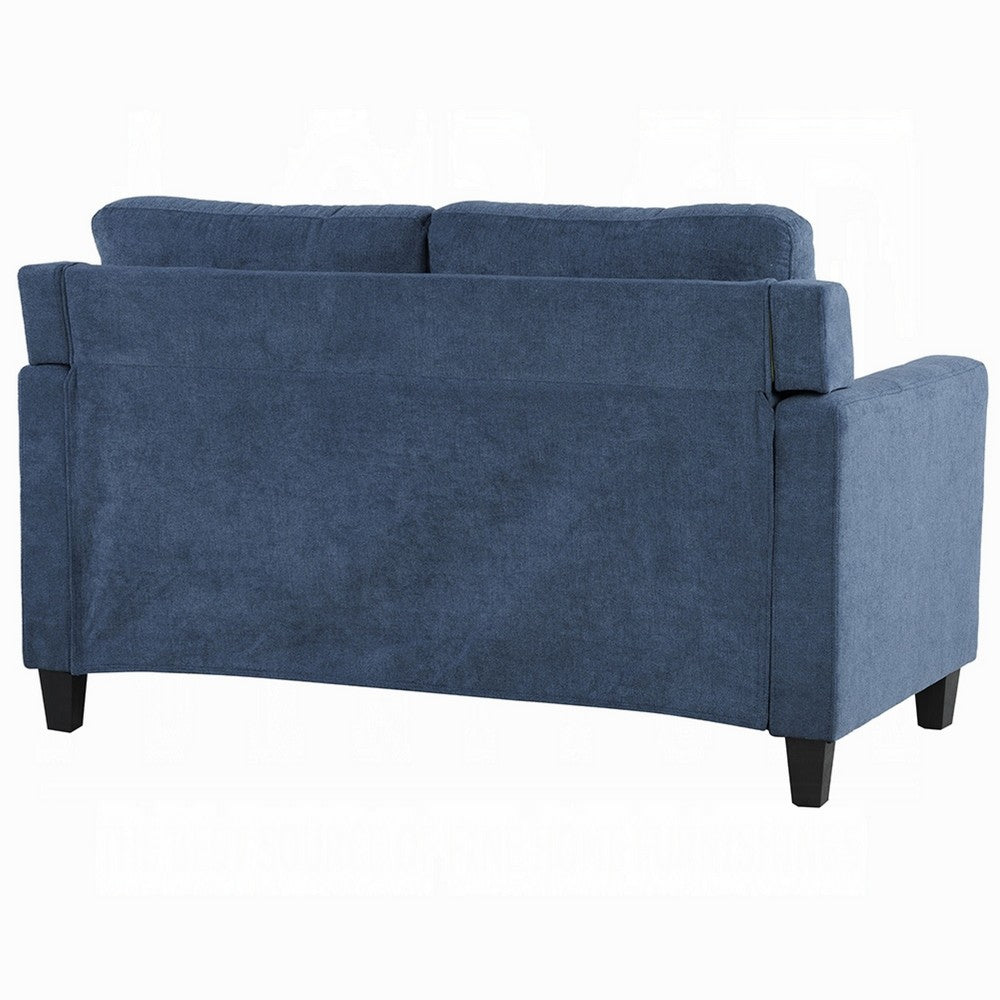 Royi Loveseat, Track Armrest, 58 Inch, Blue Fabric w Tufted Backrest -BM333883
