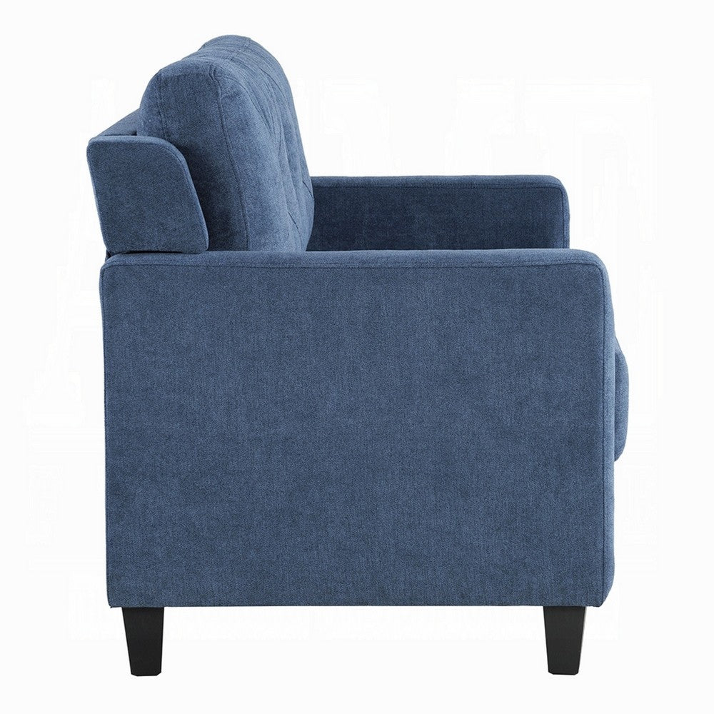 Royi Loveseat, Track Armrest, 58 Inch, Blue Fabric w Tufted Backrest -BM333883