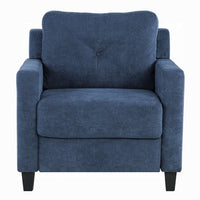 Royi Accent Chair, Track Armrest, Blue Fabric Seat w Tufted Backrest -BM333884