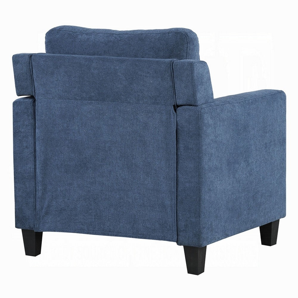Royi Accent Chair, Track Armrest, Blue Fabric Seat w Tufted Backrest -BM333884