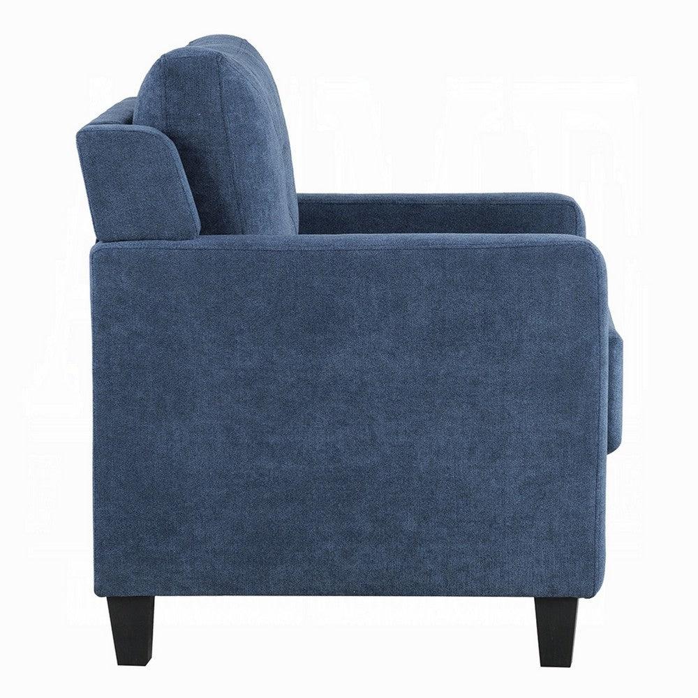 Royi Accent Chair, Track Armrest, Blue Fabric Seat w Tufted Backrest -BM333884