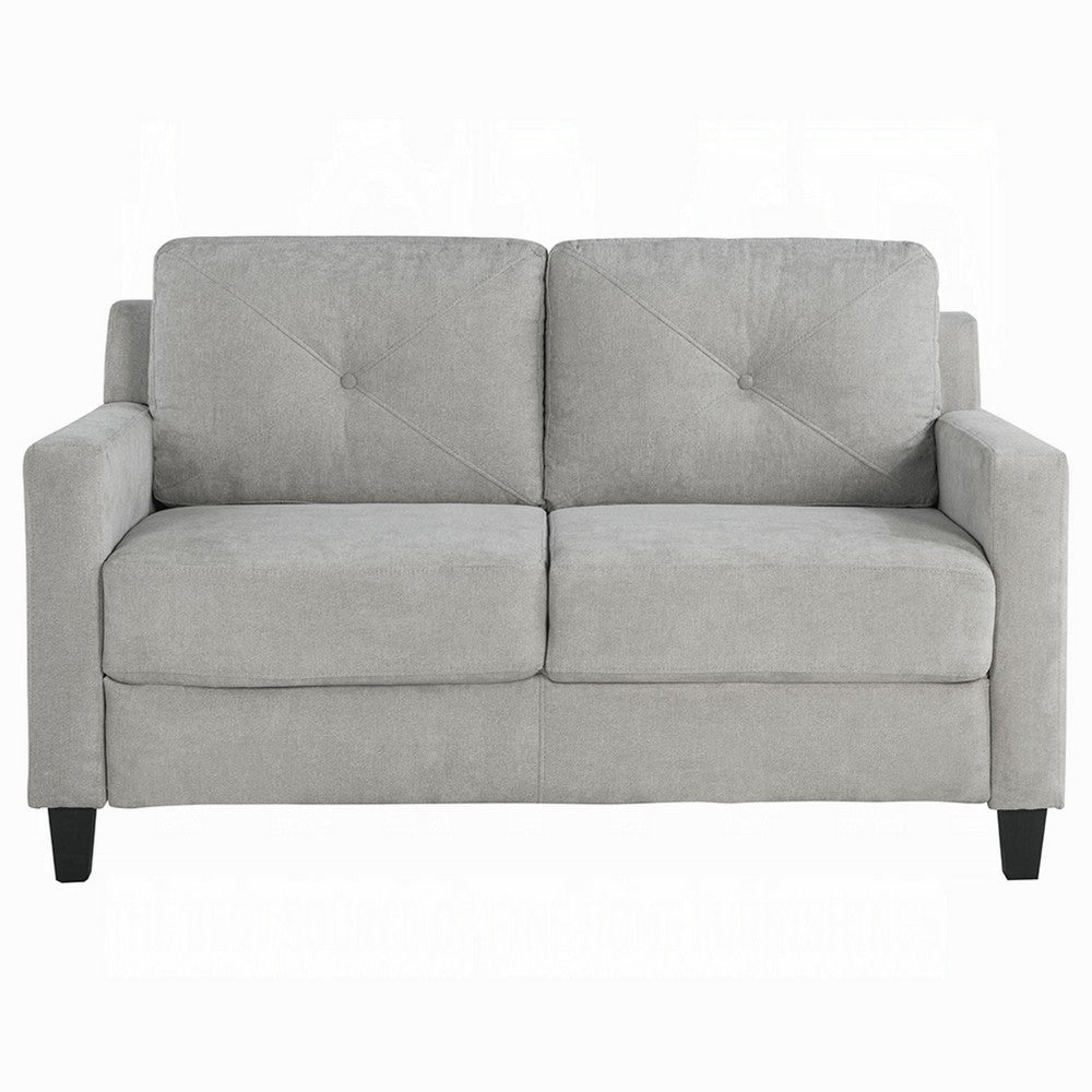 Royi Loveseat, Track Armrest, 58 Inch, Gray Fabric w Tufted Backrest -BM333886