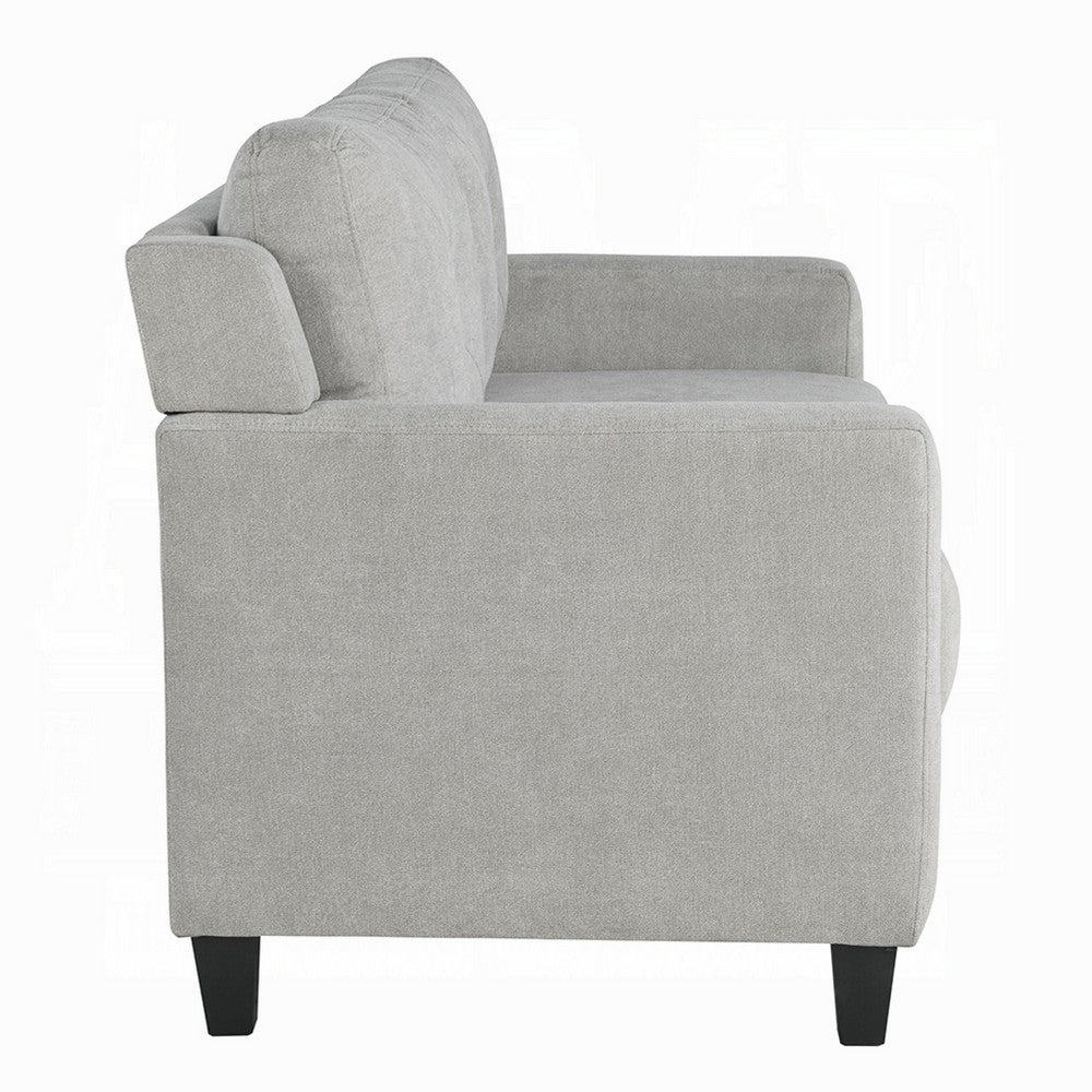 Royi Loveseat, Track Armrest, 58 Inch, Gray Fabric w Tufted Backrest -BM333886