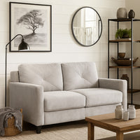 Royi Loveseat, Track Armrest, 58 Inch, Gray Fabric w Tufted Backrest -BM333886