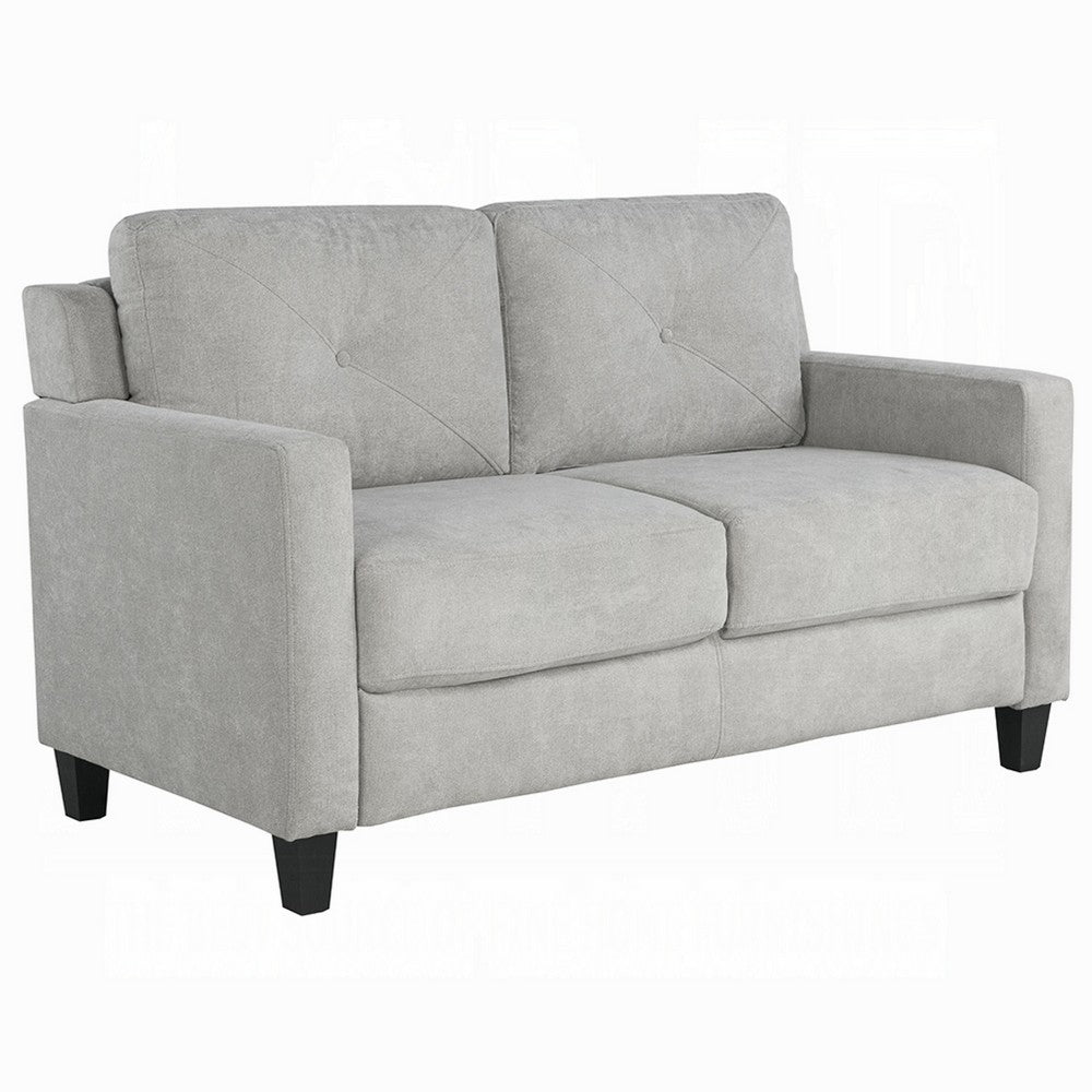 Royi Loveseat, Track Armrest, 58 Inch, Gray Fabric w Tufted Backrest -BM333886