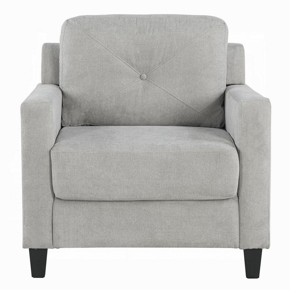 Royi Accent Chair, Track Armrest, Gray Fabric Seat w Tufted Backrest -BM333887