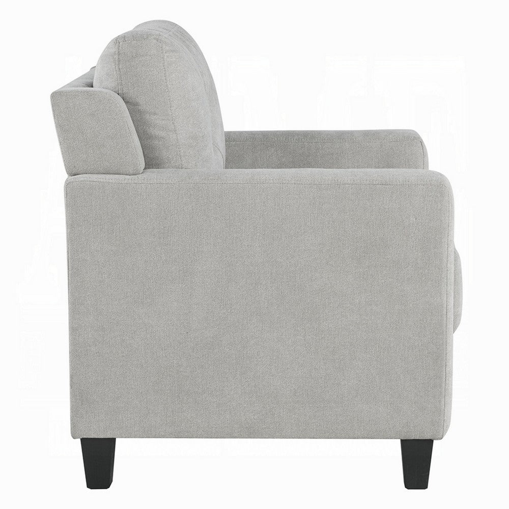 Royi Accent Chair, Track Armrest, Gray Fabric Seat w Tufted Backrest -BM333887