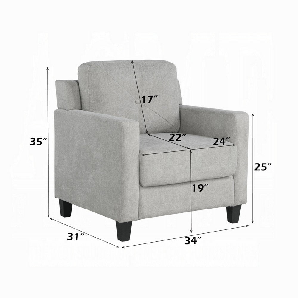 Royi Accent Chair, Track Armrest, Gray Fabric Seat w Tufted Backrest -BM333887