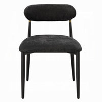 Vonn Side Dining Chair Set of 2, Black Chenille, Curved, Metal Legs -BM333894