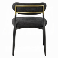 Vonn Side Dining Chair Set of 2, Black Chenille, Curved, Metal Legs -BM333894