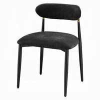 Vonn Side Dining Chair Set of 2, Black Chenille, Curved, Metal Legs -BM333894