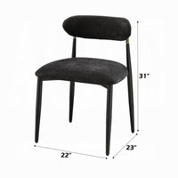 Vonn Side Dining Chair Set of 2, Black Chenille, Curved, Metal Legs -BM333894