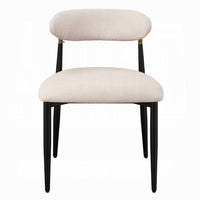 Vonn Side Dining Chair Set of 2, Beige Chenille, Curved, Metal Legs -BM333895