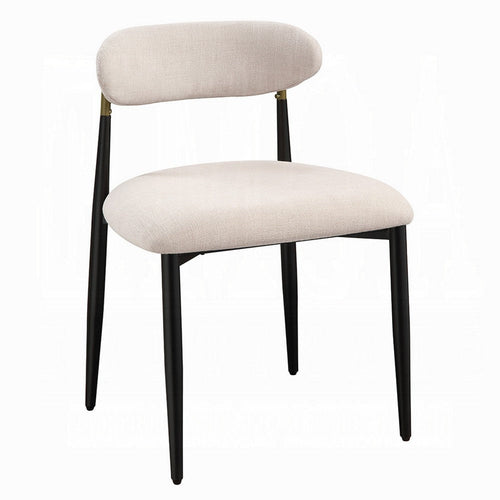 Vonn Side Dining Chair Set of 2, Beige Chenille, Curved, Metal Legs -BM333895