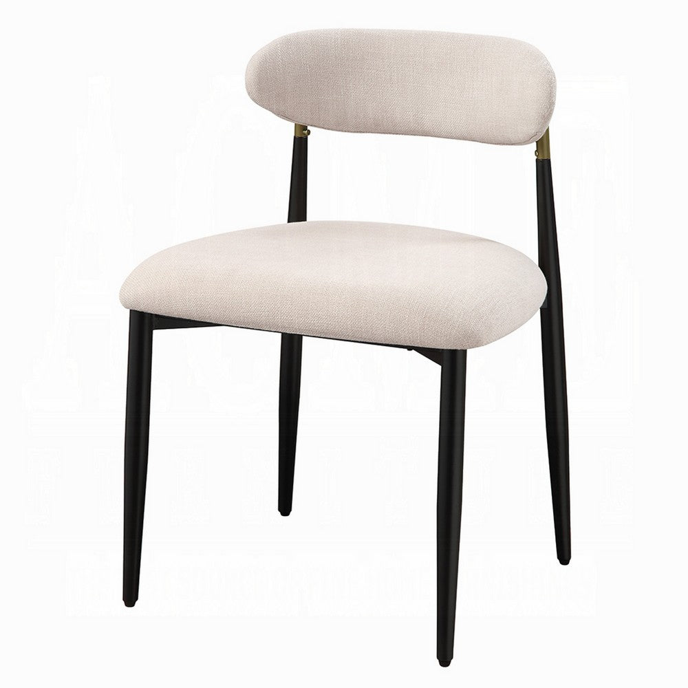 Vonn Side Dining Chair Set of 2, Beige Chenille, Curved, Metal Legs -BM333895